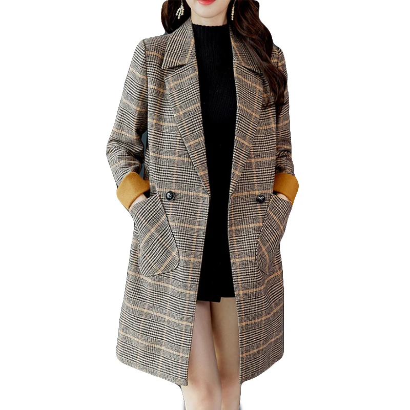 

Liva girl 2019 Autumn and Winter New Casual Faux Woolen Medium Coat