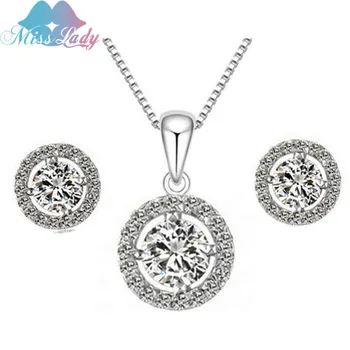 

Miss Lady New 2017 Fashion Jewelry Rose Gold color Zircon Crystal Vintage Round Wedding Jewelry Sets for women MLZ1127-2