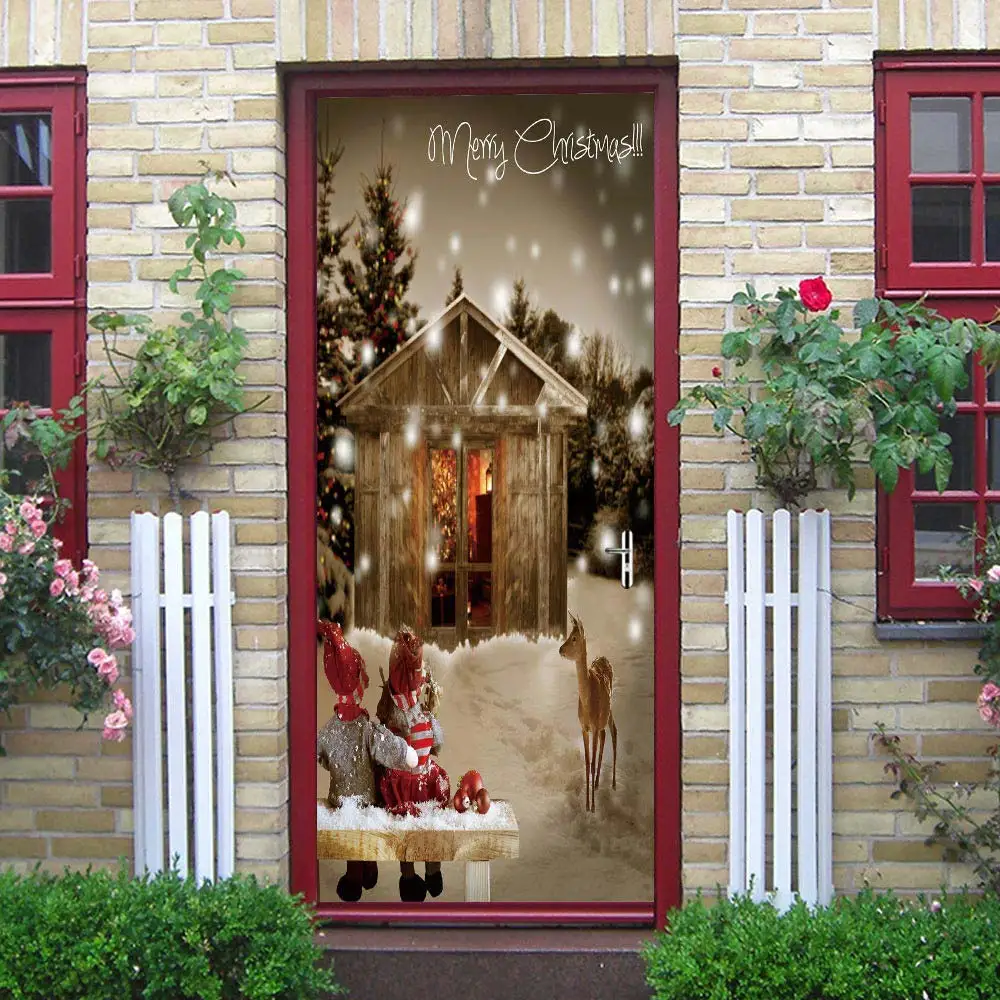 3d Рождество Детская комната дверь стикер s самоклеющиеся стикер в виде двери Водонепроницаемый Переводные картинки для обоев Съемная Фреска подарок для детей - Цвет: MT151