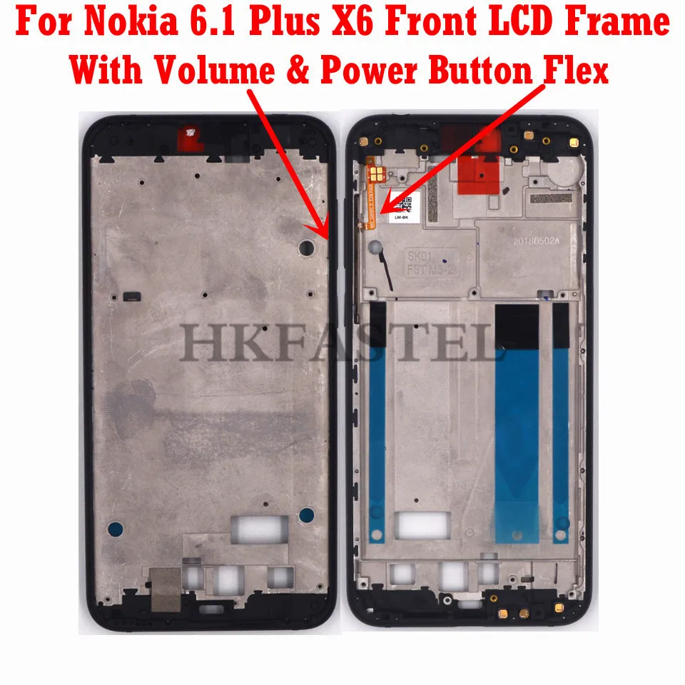 

For Nokia 6.1 Plus X6 Original Housing Mobile Phone Front LCD Frame cover volume power key flex Button （Not SIM card tray）