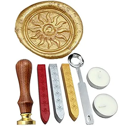 Flame Vintage Rosewood Wax Seal Stamp Set With Gold Red Silver Sticks | Дом и сад