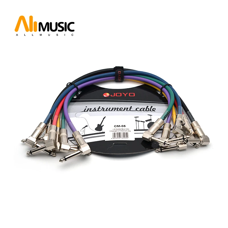 

JOYO Effect Pedal Cable 1.2ft Colourful Cable Shielded Mono 6.3mm Male to 6.3mm Male Angle Plug Cable