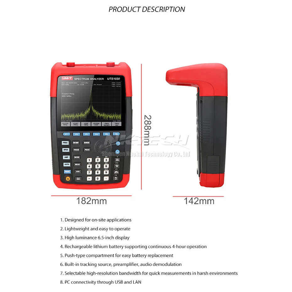 UNI-T UTS1030 ручной анализатор спектра 6," tft-lcd диапазон 9 кГц-3,6 ГГц цифровой высокая чувствительность качество 128 Мб хранения данных LAN