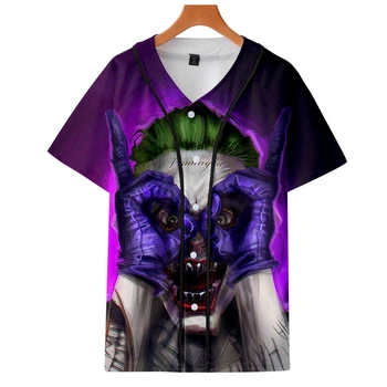 

haha joker Great Bastard summer Short-sleeved baseball uniform jackets buckled loose casual sports baseball uniform shirt