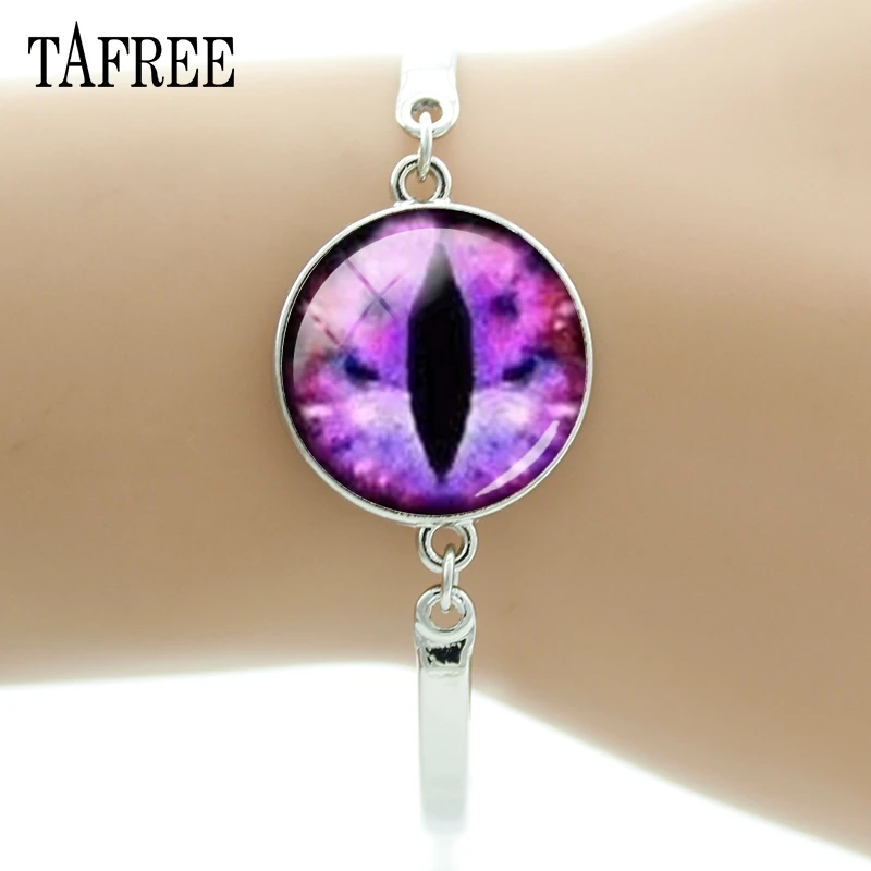 

TAFREE Handmade Trendy evil eye Bracelets Silver Color Bracelets for Women Fashion Fuchsia Color Bangles Birthday Gift EY223
