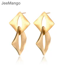 JeeMango матовая поверхность изогнутая Геометрия нержавеющая сталь серьги золото и серебро цвет ювелирные изделия преувеличены элемент E18489