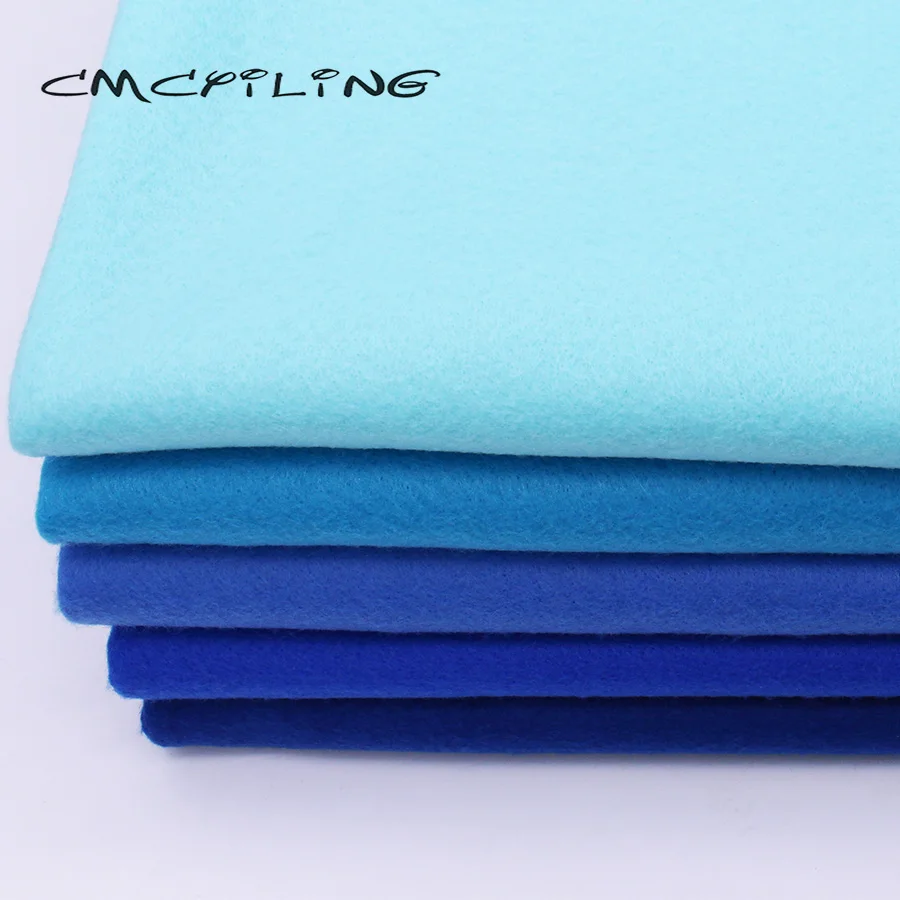 

CMCYILING Blue Series Soft Felt Fabric For Needlework DIY Sewing Dolls Crafts 1.2 MM Thickness Polyester Cloth 45*110CM
