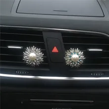 Новинка, модный, жемчужный, с кристаллами цветок автомобильный освежитель воздуха, освежитель воздуха кондиционер выход духи автомобиль аксессуары 100 Originais