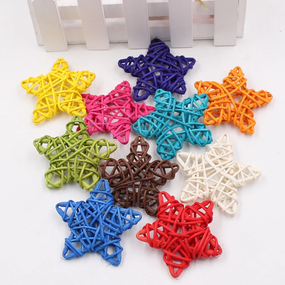 

5pcs/lot 6cm Artificial Straw Ball For Birthday Party Wedding Decoration Rattan stars Christmas Decor Home Ornament Supplies