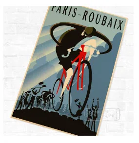Париж Roubaix велосипед марафон Винтаж Ретро Крафт плакат декоративный DIY стены холст наклейки домашний бар искусство плакаты Decorati - Цвет: Белый