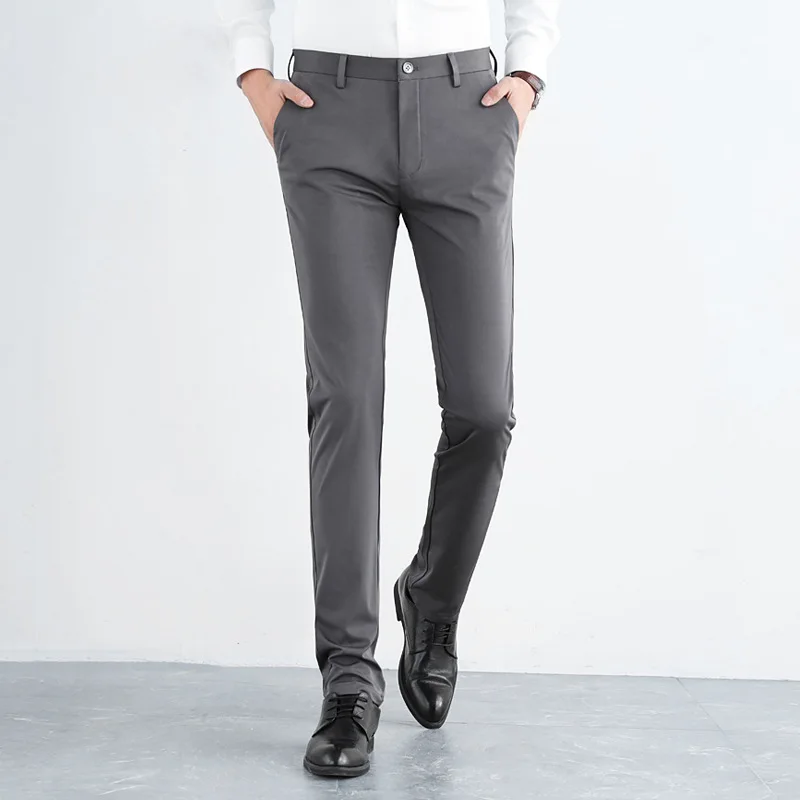 

2019 summer new stretch pants men's slim straight thin section business models youth trousers men to work