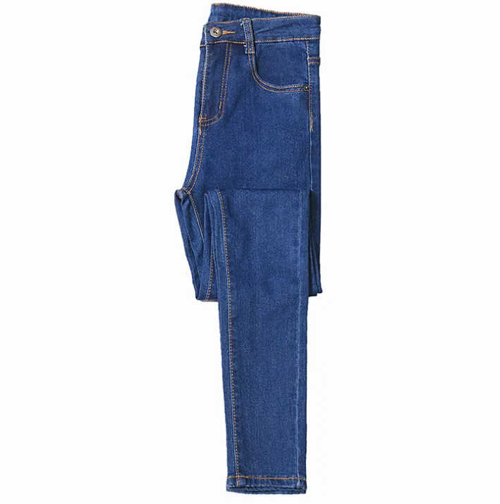 Женские модные джинсы размера плюс 5XL, джинсовые штаны с высокой талией для мальчиков, хорошо тянущиеся брюки, джинсы с эффектом пуш-ап ouc552 - Цвет: Deep Blue