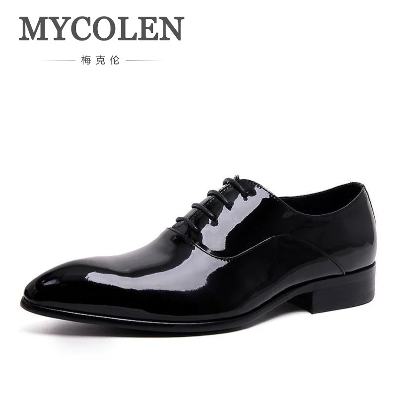 

MYCOLEN Men Flats Shoes Wedding Flat Patent Leather Dress Shoes Business Male Pointed Toe Oxford Derbies Et Richelieux Hommes