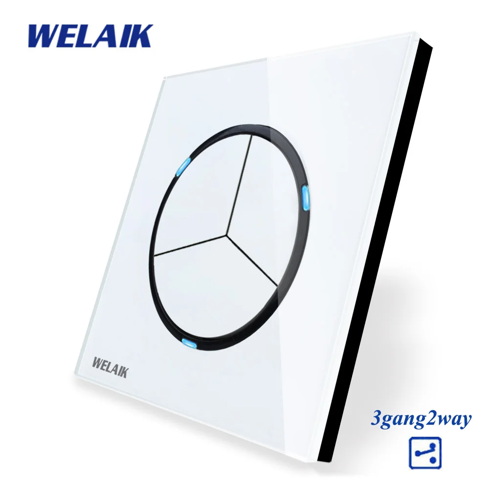 Стандарт Великобритании WELAIK стеклянная панель кнопочный переключатель