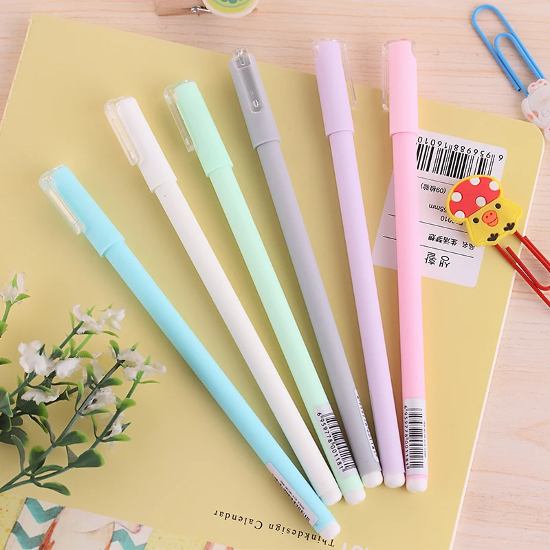 

6 pcs/lot Scrub Gel Ink Pen Color Macarons Simple Signature Water-based Pen Kawaii Pen Gel Pens