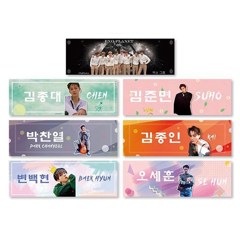 1 Piece Kpop EXO BAEKHYUN CHANYEOL SEHUN Concert Support Hand Banner Fabric Hang Up Poster For Fans Collection Gift