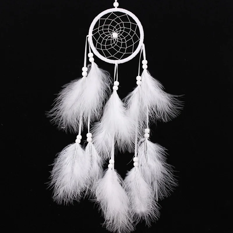 Weiß Dream Catcher Net mit Federn Handgemachte Wand Hängen Auto Ornament Handwerk Hause Dekoration Decor Windspiele-in Windspiele & hängende Dekoration aus Heim und Garten bei