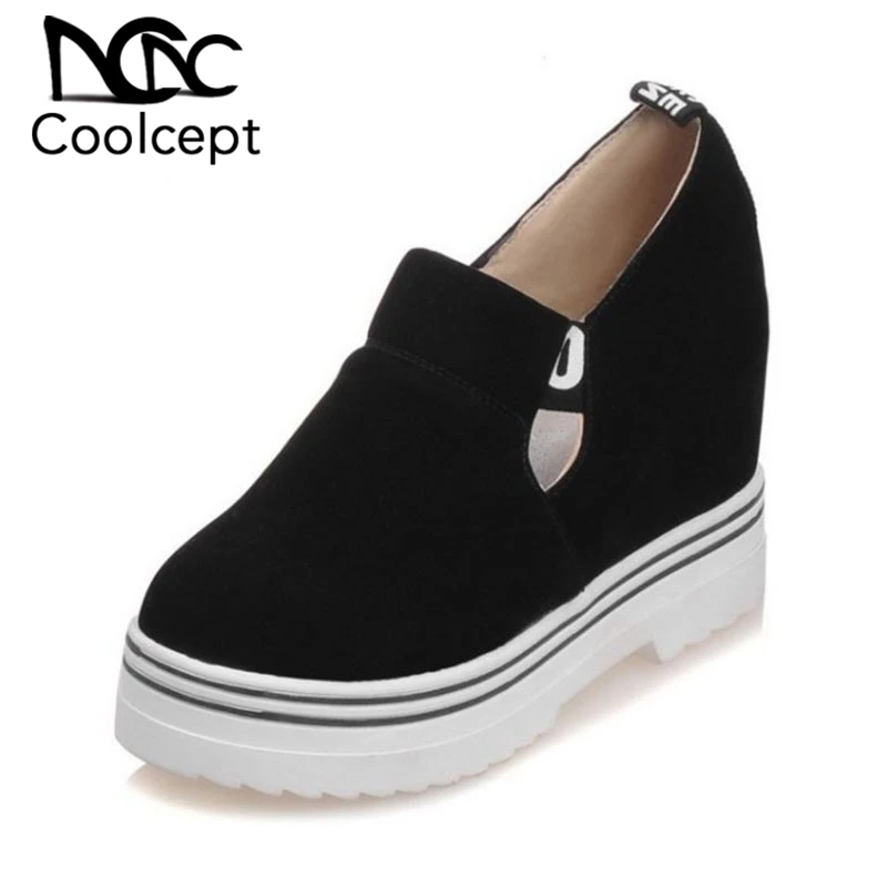 

Coolcept Dropshipp Women Pumps Solid Color Round Toe Wedges Shoes Slip On Daily Outdoor Leisure Women Footwear Size 34-43