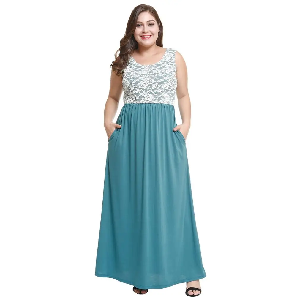 Новое вечернее платье Длинное Элегантное кружевное платье без рукавов для матери невесты Плюс Размер простое официальное вечернее платье - Цвет: Небесно-голубой