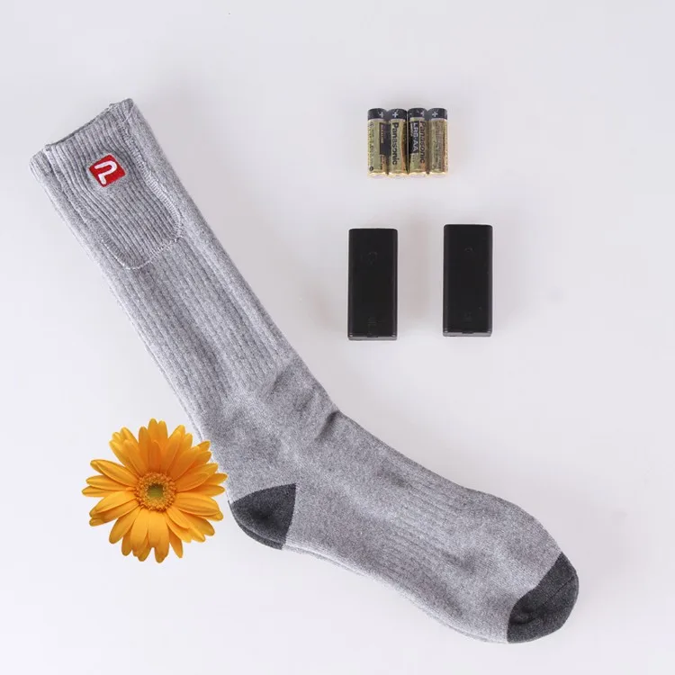 1 Pair Free Shipping 1.5V AA Battery Heating Men Thermal Socks Washable Women Winter Cotton Electric Heated Socks EUR Size 38-44
