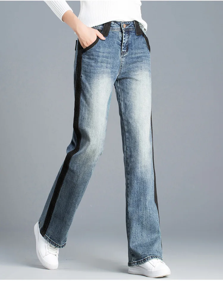 Мода шить Для женщин джинсы Широкие брюки Штаны 2018 новые брюки корейской версии тонкий высокая талия свободные весна/осень бойфренда
