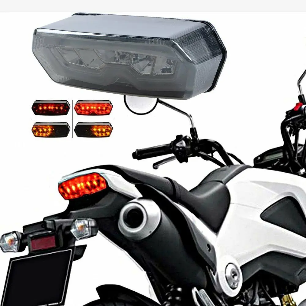 

Triclicks 57W Integrated LED Tail Turn Signal Lights Motorcycle Rear DRL Brake Light Smoke Lens For Honda Grom 125 MSX 2014-2016