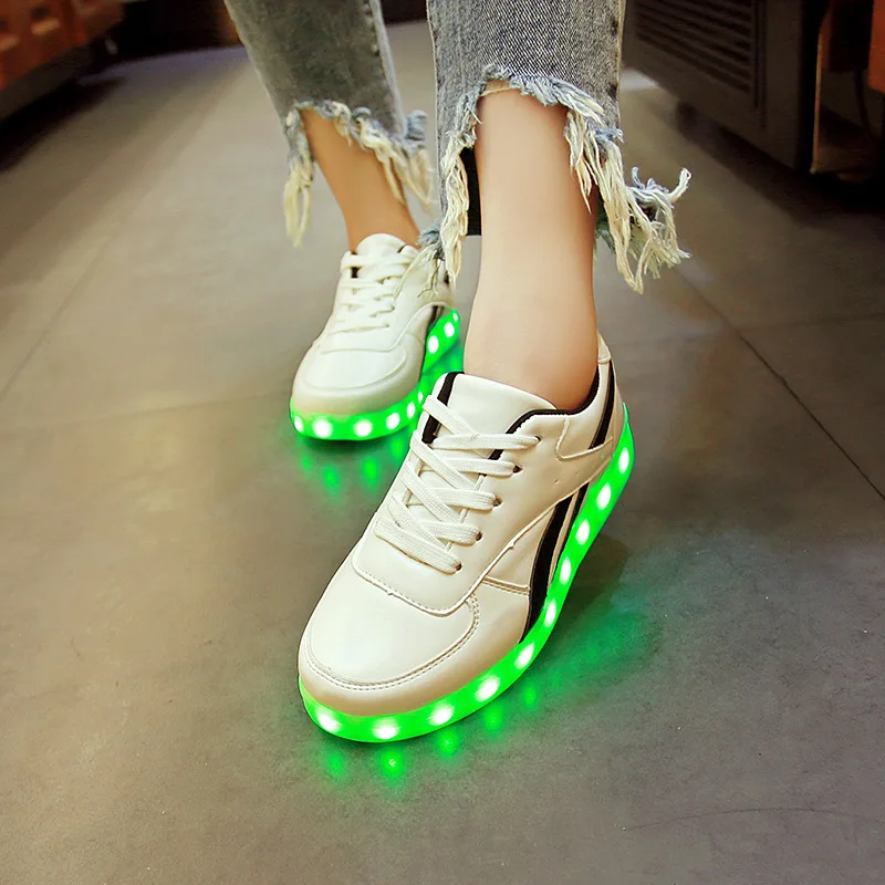 Блестящие 11 Цвета световой Спорт Обувь со светодиодной подсветкой для мужчин со светящимися Для мальчиков и девочек взрослых обувь с