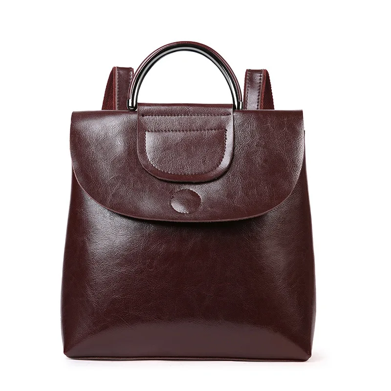 SMILEY SUNSHINE женский рюкзак из натуральной кожи, винтажная сумка на плечо для женщин, модная школьная сумка для девочек-подростков, новая сумка - Цвет: coffee