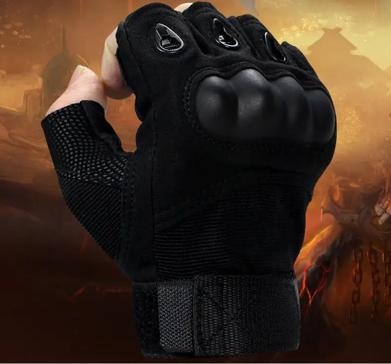 Tactical Gloves Armed Military Airsoft Shooting Bicycle Combat Fingerless Paintball Carbon Knuckle Half Finger Gloves