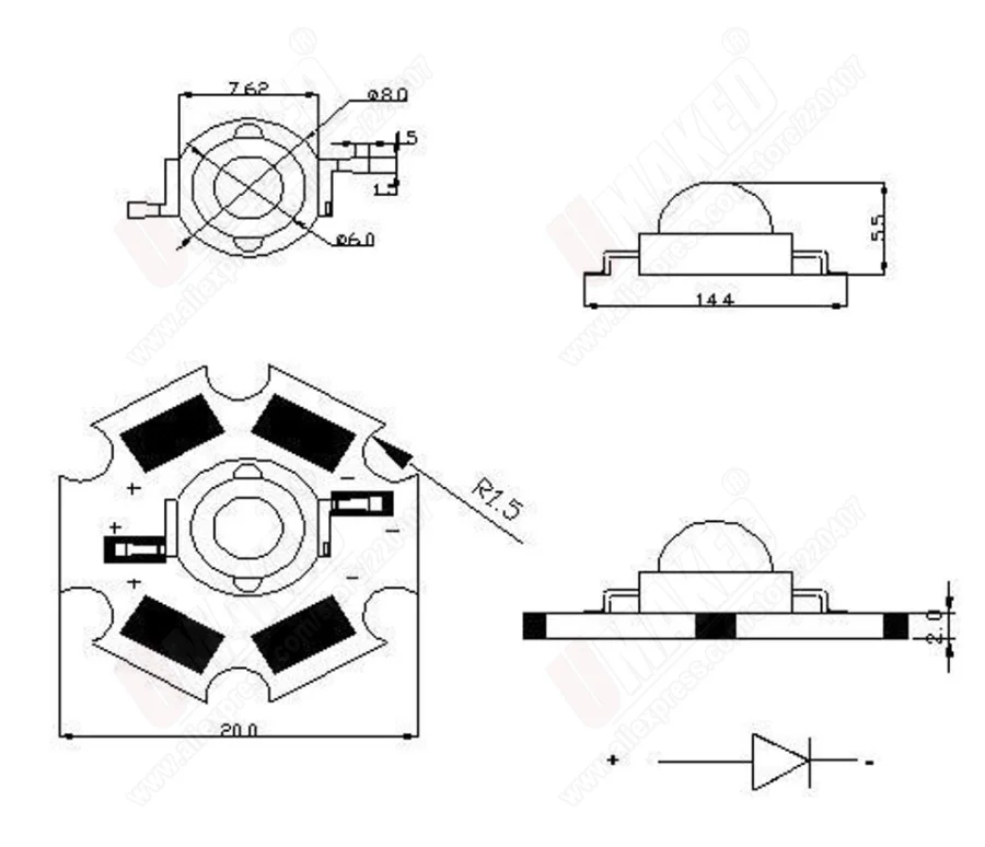 1 Вт 3 Вт LED PCB с чипом белый/теплый белый/красный/зеленый/синий/желтый/оранжевый источник света Высокое качество 2 года гарантии