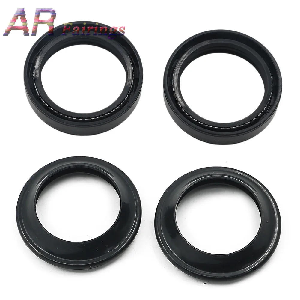 

4 Piece Motorcycle Fork Seals & Dust Seal Kit Rubber Black Replace Part Number 56-132 For BMW Honda Kawasaki Suzuki Yamaha Buell