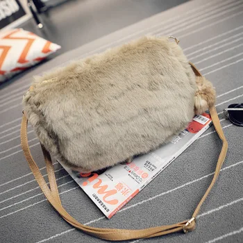 

Plush Women Shoulder Bag Fashion Pu Leather Messenger Crossbody Bag Handbag Zipper Phone Bag