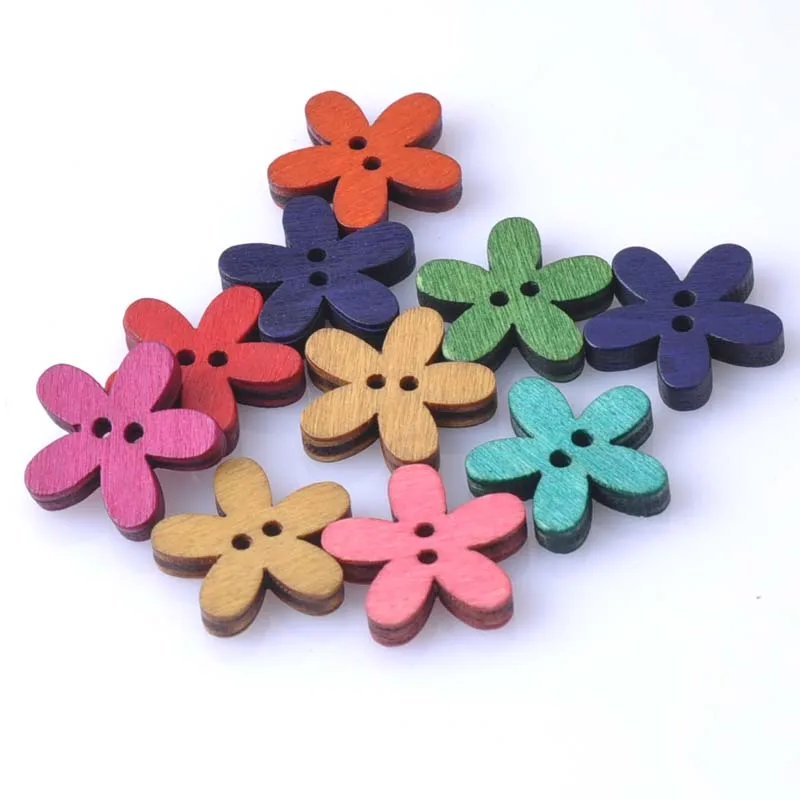 

Flower Pattern Mixed Vintage Wooden Sewing Buttons Costura Botones Handmade Scrapbooking Craft 50pcs 20mm MT0582