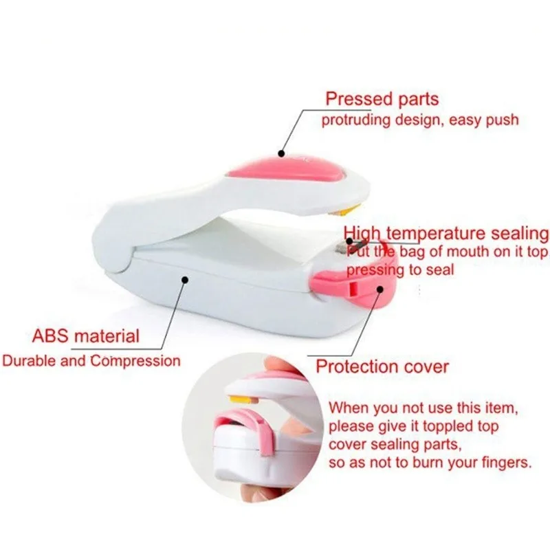 1pc Portable Mini Plastic Bag Sealing Machine Capper with Ceramic Heating Head Snack Food Plastic Bag Home Closer Storage Tool (1)