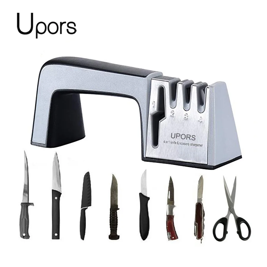 UPORS 4 in 1 Knife Sharpener Kitchen Manual Scissors Knife Sharpener