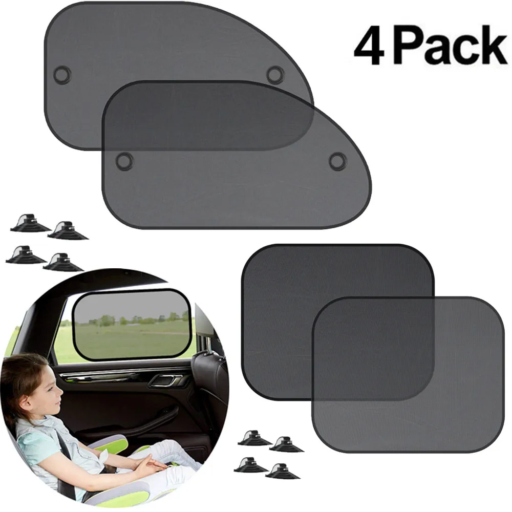 

4PCS Car Sun Shade Chic Mesh Car Side Window Shade Cling Sunshades Sun Shade Cover Visor Shiel Sunshade Car Auto Curtain