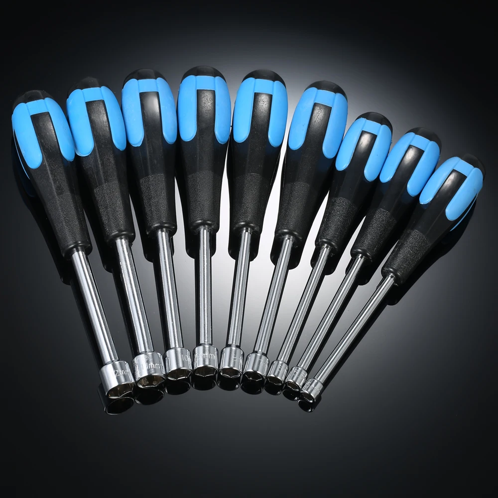 

9pcs Hollow Shaft Nut Driver Set Metric Sizes Hex Bit Sockets 5mm/5.5mm/6mm/7mm/8mm/9mm/10mm/11mm/12mm