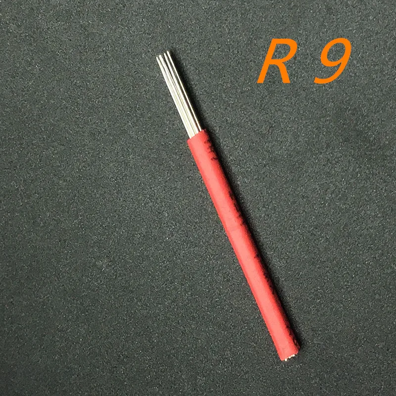 

100pcs r9 Tattoo Needles for Manual Pen Permanent Makeup Fog Eyebrow Blades Red Microblading Round 9 Pin 3D Embroidery