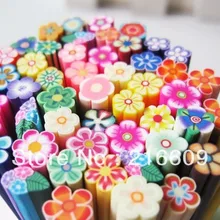 100 шт трости/лот Смешанные цветы из полимерной глины наклейки для дизайна ногтей тростниковый свернутый