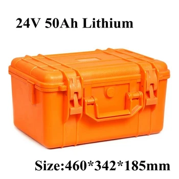 

Suitcase 24v 50Ah 24v li ion battery pack waterproof hard for 1000w EV motor rv 500w bike power energy storage + 5A charger