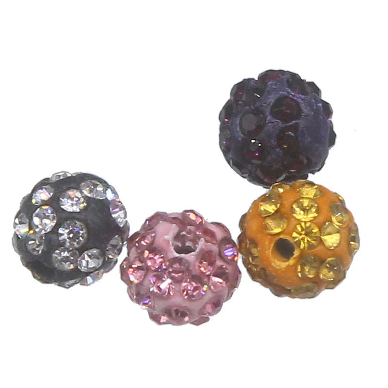 10Pcs Quality Czech Crystal Rhinestones Pave Clay Round Disco Ball Spacer Beads 