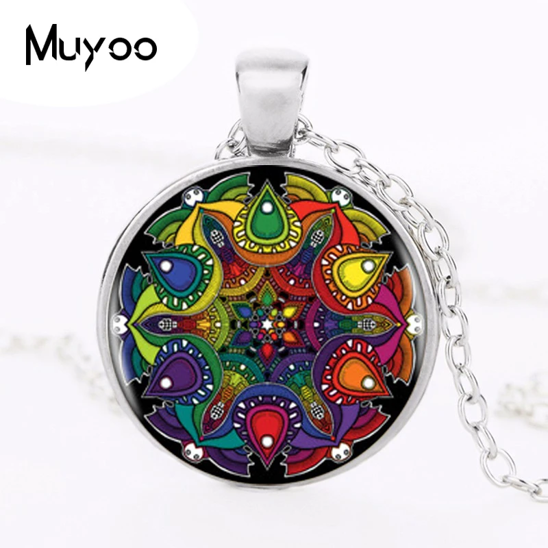 Buddhism Mandala Pendant Necklace Om Yoga Art Chakra Sacred Geometry Pendant Religious Jewelry Amulet Necklace HZ1