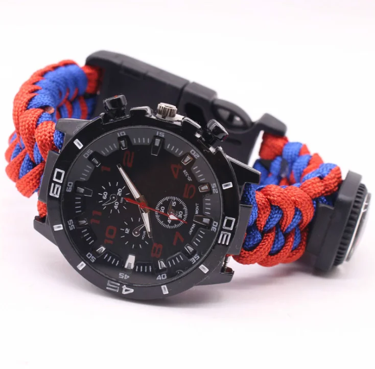 

By DHL 200pcs Multi-functional Compass Survival Watch Outdoor Camping Medical Thermometer Rescue Equipment Paracord Bracelet