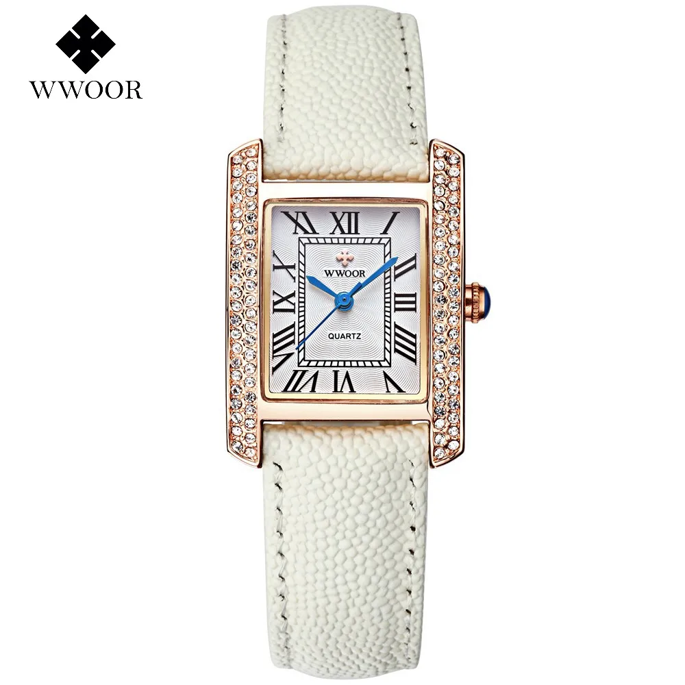 

WWOOR Ladies Famous Wristwatch Female Wrist Watch Women Brand Quartz Watch Girl Quartz-watch Montre Femme Relogio WR8806J-White