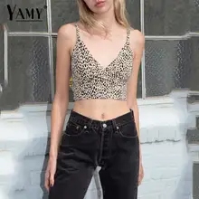 Сексуальный леопардовый укороченный топ Женская одежда летняя рубашка Топы панк уличная Женская Повседневная Майка укороченная корейская мода топы