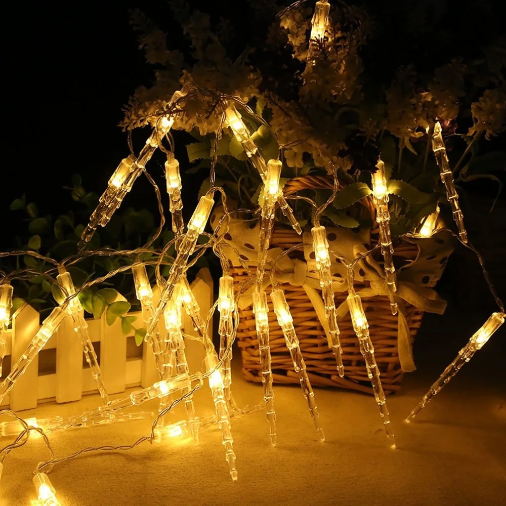 Battery Powered Ice Corn Icicle Shaped LED String Lights Waterproof