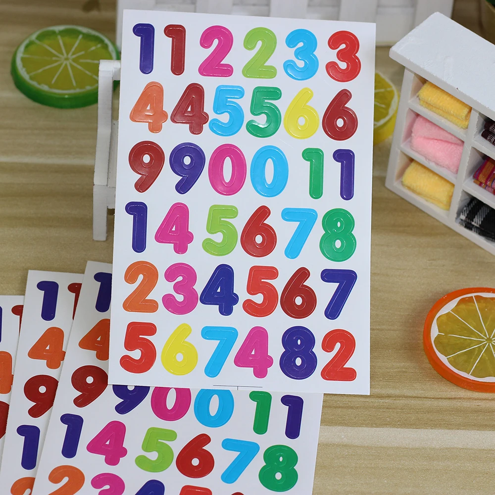 10 Sheets A Pack Number Stickers Labels for Scrapbooking Decoration Diary Planner Photo Albums Exercise Books Digits Stickers