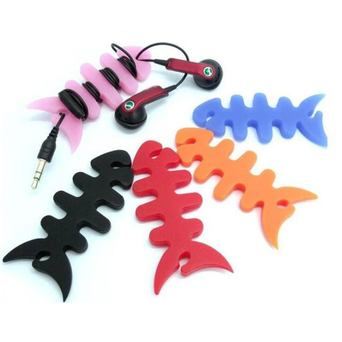 

Marsnaska 10pcs Organizer Random Colour Fish Bone Cable Winder Soft Plastic Wire Line Holder For Earphone MP4 MP3 For iPhone