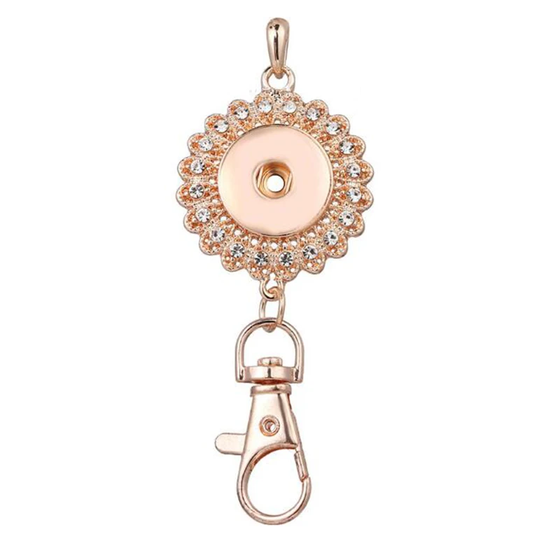 

Fashion Gold Silver Snap Button Keychain Crystal Snap Keyring DIY 18MM Snap Buttons Key Chains Gift Key Rings