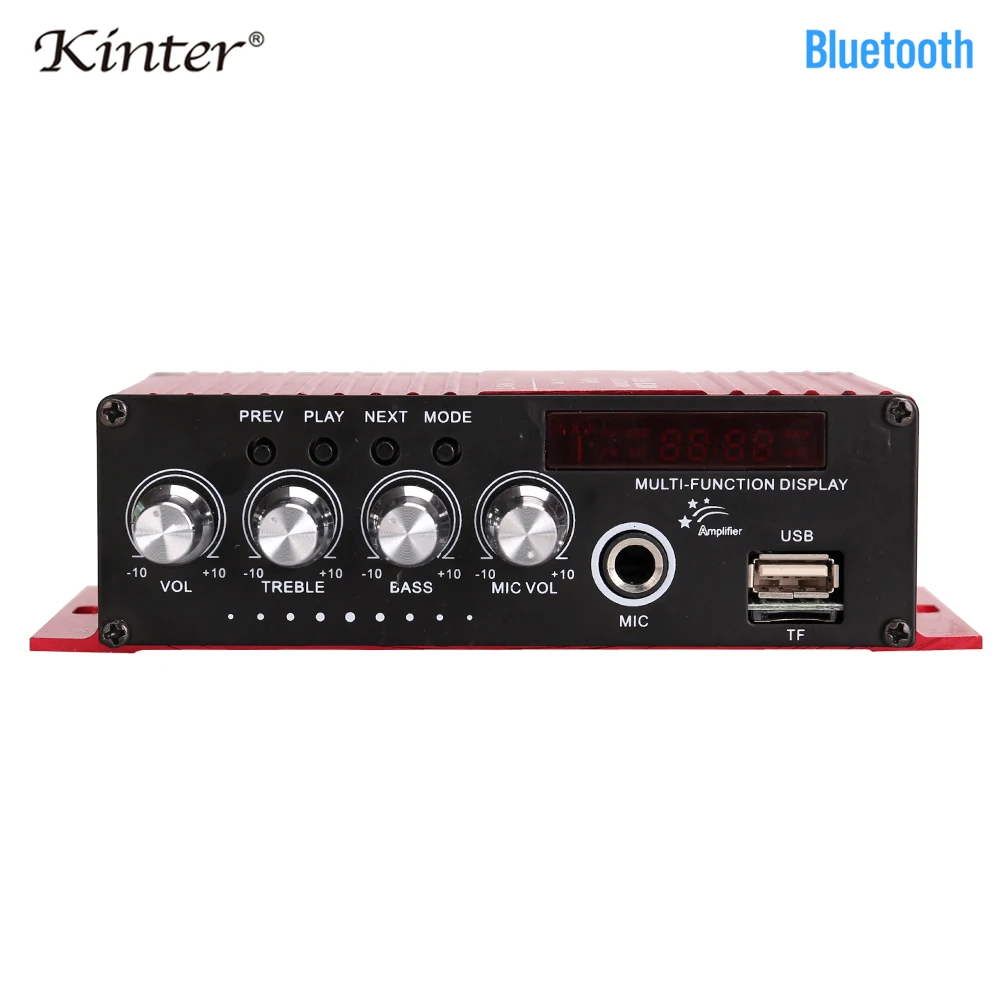 

Kinter MA-130 Audio Amplifier 2.0 channel 20W Hi-fi Stereo sound with MP3 USB TF BT AUX Function Microphone input FM in home car